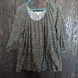 Michael Kors Black Floral Peasant Tunic